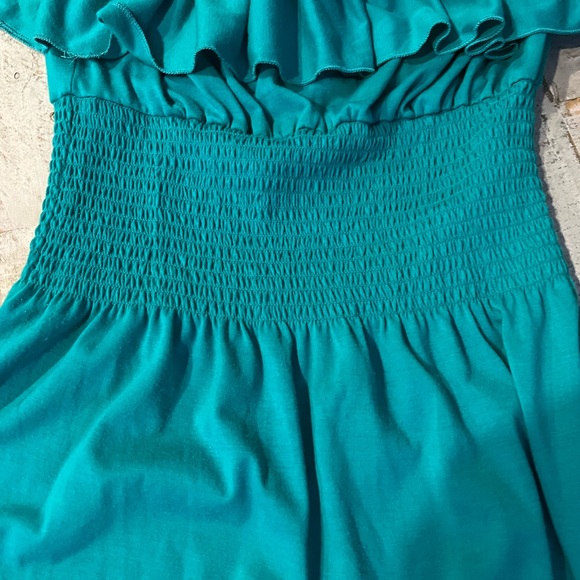 COPY - GERI C. NEW YORK TEAL STRAPLESS LADIES SUMMER DRESS SZ. LARGE - Picture 2 of 3
